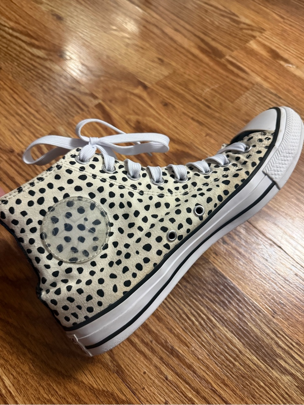 Converse High Top Sneakers White with Black Spots